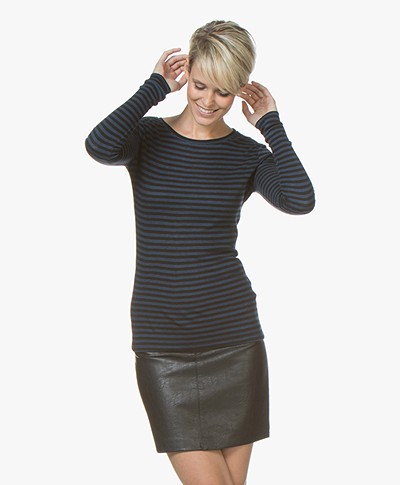 BY-BAR Basic Striped Viscose-Wool Long Sleeve - Blue/Black