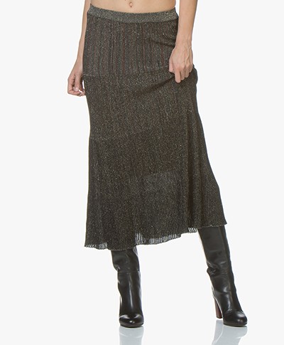 MKT Studio Jianico Rib Knitted Midi Skirt - Black