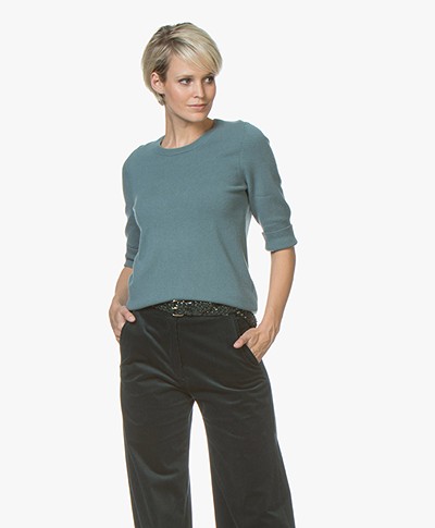 Repeat Cashmere Half Sleeve Pullover - Lake