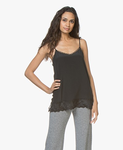 Repeat Silk and Lace Camisole - Black