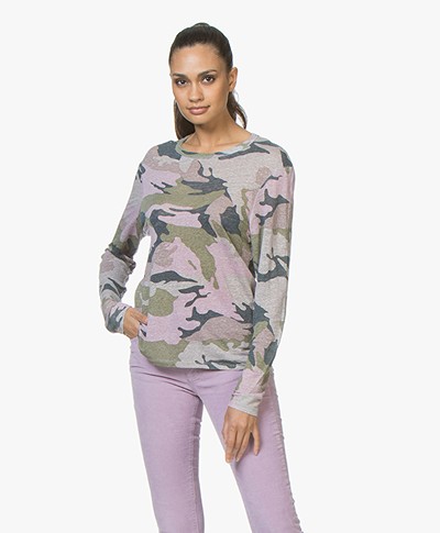 Zadig & Voltaire Willy Linen Camo Long Sleeve - Pink/Khaki/Blue