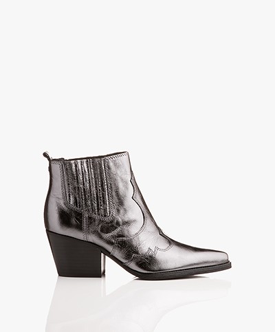 Sam Edelman Winona Western Ankle Boots - Anthracite Metallic