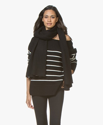 Repeat Cashmere Rib Knitted Scarf - Black