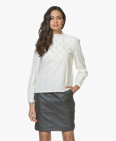 BY-BAR Gaby Cotton Blouse with Lace - Off-white