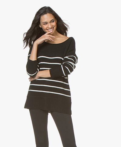 Plein Publique La Blonde Cashmere Striped Sweater - Black