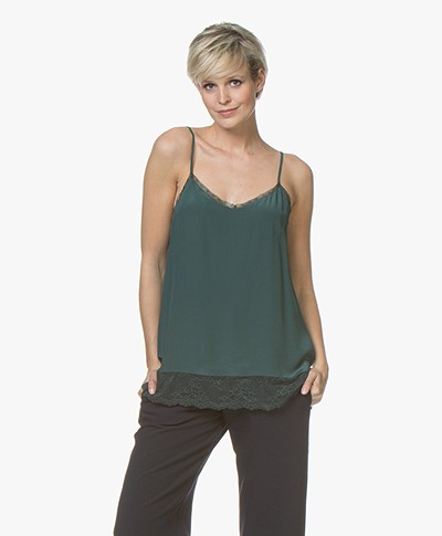 Repeat Silk and Lace Camisole - Forest