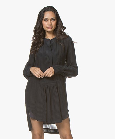 Magali Pascal Anine Silk Mini Shirt Dress - Midnight