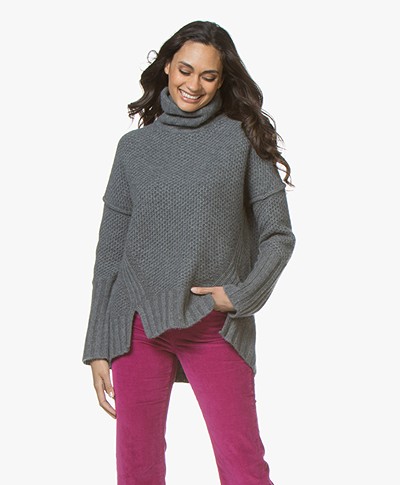 Zadig & Voltaire Alma Deluxe Cashmere Turtleneck Sweater - Grey Melange