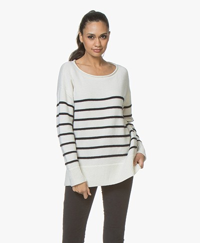 Plein Publique La Blonde Cashmere Striped Sweater - Off-white