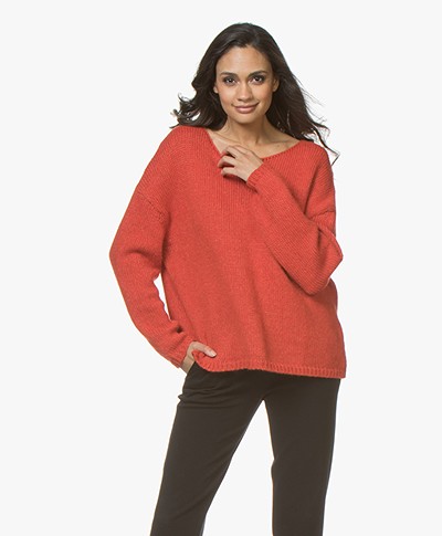 Sibin/Linnebjerg Nova Alpaca Blend Oversized Sweater - Warm Orange