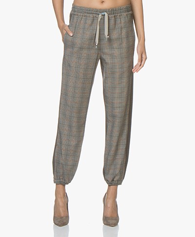 Zadig & Voltaire Parole Mix Checkered Pants - Grey/Brown