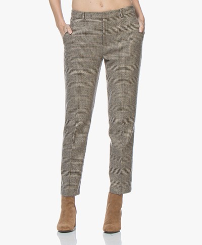 indi & cold Cropped Checkered Pants - Beige