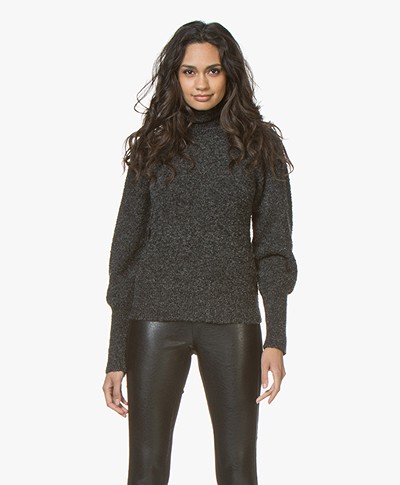 Denham Interlude Boucle Knit Turtleneck Sweater - Shadow Black