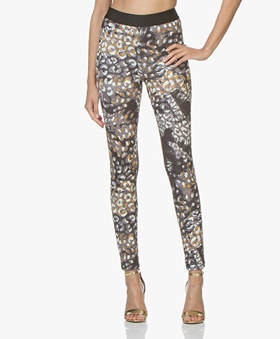 Kyra & Ko Ava Scuba Jersey Slim-fit Printed Pants - Granite