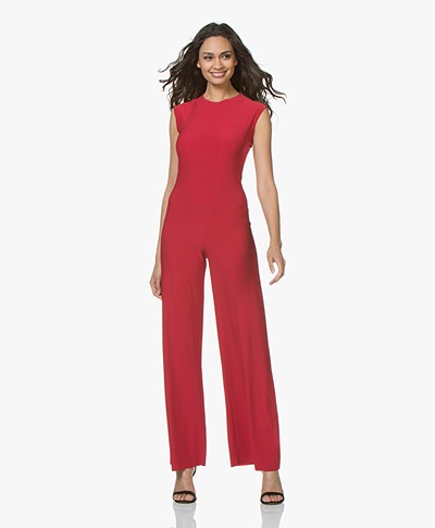 Norma Kamali Sleeveless Travel Jersey Jumpsuit - Red