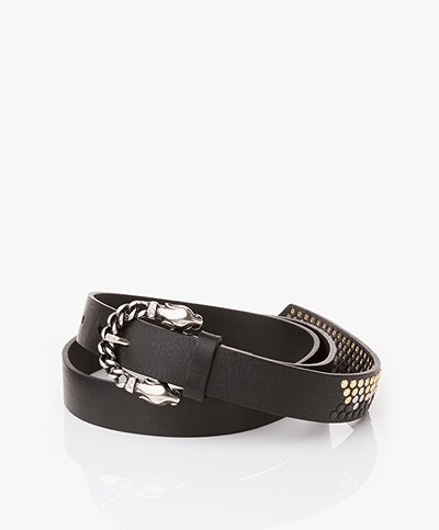 Zadig & Voltaire Atomic Leather Belt with Studs - Black