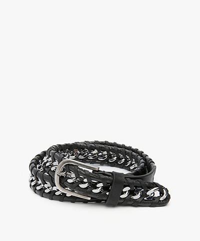 Zadig & Voltaire Chain Leather Belt - Black 