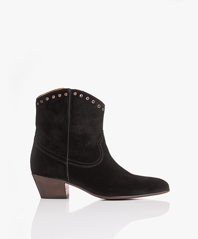 Closed Cowboy Suede Ankle Boots - Black