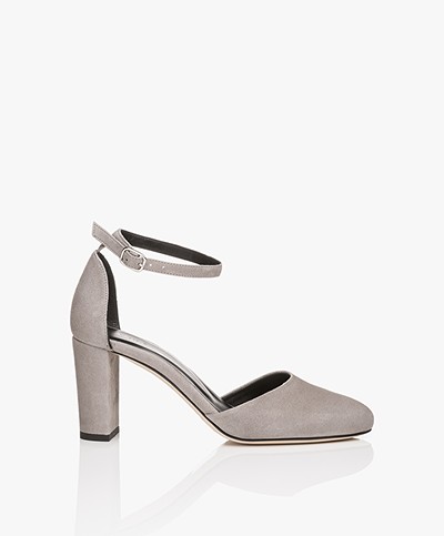 Filippa K Lauren Suede Sandals with Heels - Dark Stone