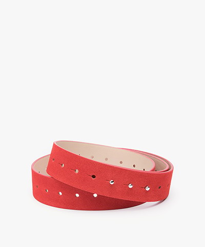 Filippa K Perforated Suede Leather Belt - Poppy