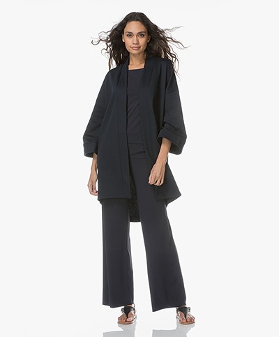 no man's land French Terry Oversized Open Cardigan - Dark Saphire