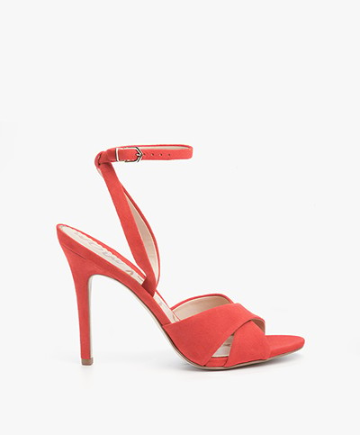 Sam Edelman Aly Ankle Strap Heels - Candy Red