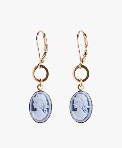 Ellen Beekmans Cameo Earrings - Blue