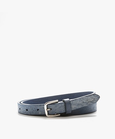 Closed Thin Leather Belt - Dove