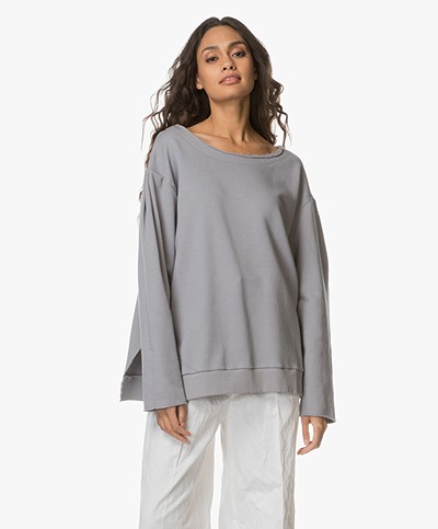 Fine Edge Oversized Sweatshirt in Cotton - Heather Grey