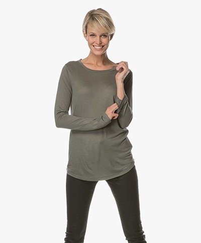 Repeat Modal and Cashmere Long Sleeve - Khaki