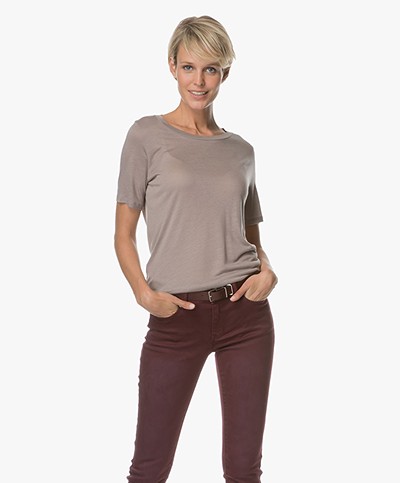 Repeat Modal and Cashmere T-shirt - Stone