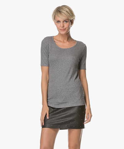 Repeat Rib Knit T-shirt - Light Grey