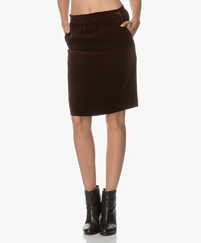 Drykorn Janice Velvet Knee-length Skirt - Burgundy 