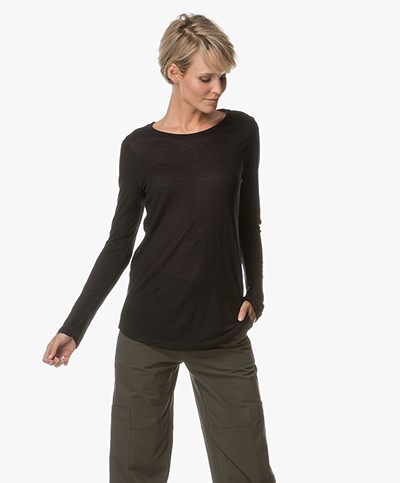 Repeat Modal and Cashmere Long Sleeve - Black