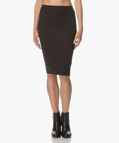 Marie Sixtine Castor Knitted Pencil Skirt - Charbon