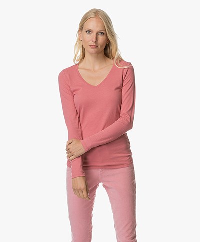Majestic Cotton and Cashmere Long Sleeve - Rose Wood