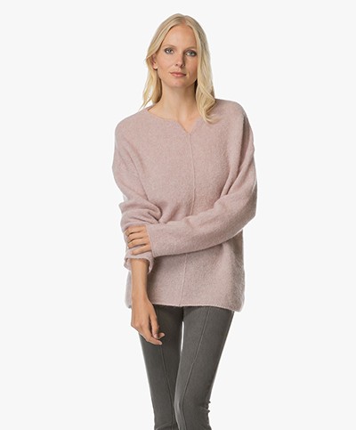 no man's land Mohair and Wool Blend Pullover - Soft Blush