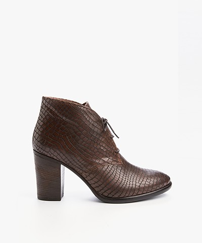 Fred de la Bretonière Leather Lace-Up Ankle Boots - Brown