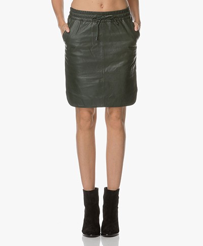BY-BAR Sporty Leather Skirt - Dark Green
