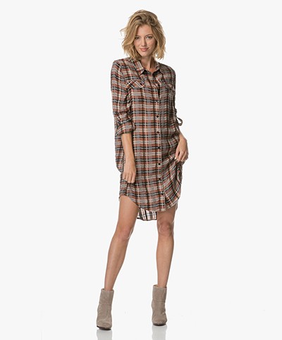 Project AJ117 Heloisa Checkered Shirt Dress - Garnet