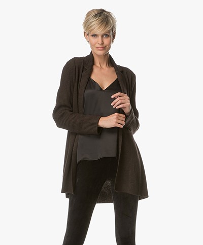 Repeat Wool and Cashmere Open Cardigan - Dark Brown