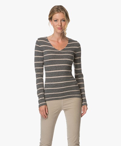 Belluna Hale Striped Pullover - Antra/Beige
