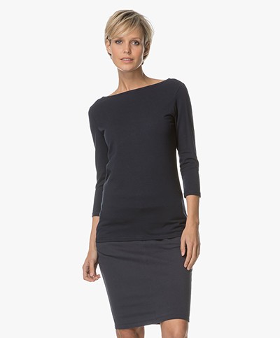 Josephine & Co Agnes T-shirt with Buttoned Back - Navy