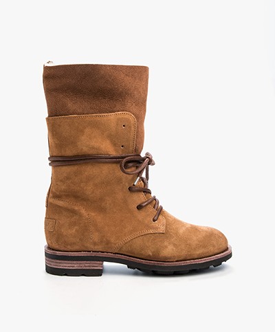 Shabbies Suede Boots with Wool - Cognac