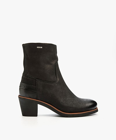 Shabbies Leather Heeled Ankle Boots - Black