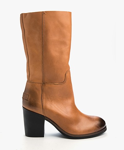 Shabbies Mid-High Leather Boots - Cognac