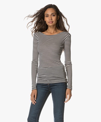 BY-BAR Wool Blend Striped Long Sleeve - Off-White