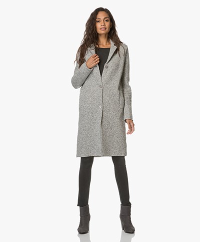 Majestic Knitted Cardi-coat in Alpaca Blend - Grey Melange
