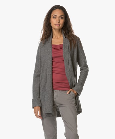Repeat Wool and Cashmere Open Cardigan - Med Grey
