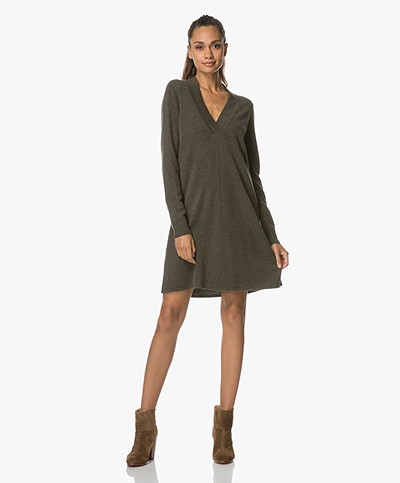 Repeat Wool and Cashmere V-neck Pullover - Forest